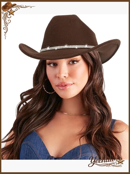 Vintage Western Cowboy Hat with Rhinestones, Adjustable Fit, M/L Size main image 7